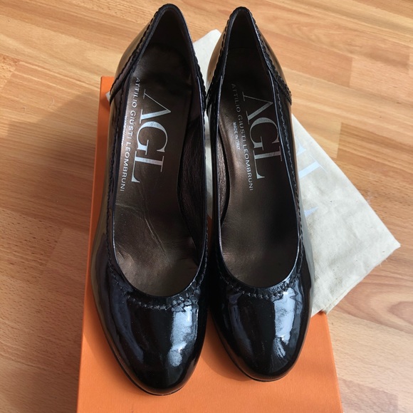 AGL Pump Patent Leather Heels for sale | eBay •AGL•black patent leather classic pumps // sz 37 // chunky heel // LN